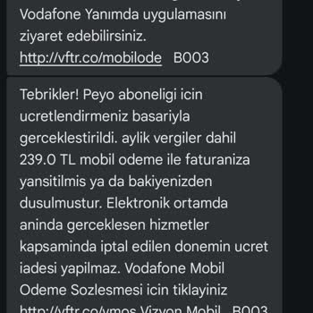Vodafone Pay Habersiz Para Yansıması
