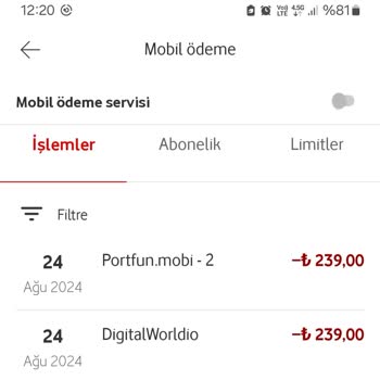 Vodafone Pay Habersiz Para Yansıması