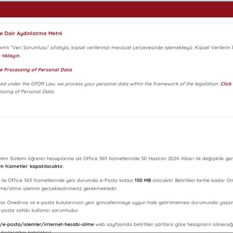 Anadolu Üniversitesi Aydınlatma Metni Ekrandan Kalmıyor