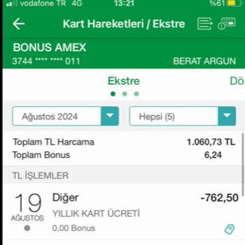 Garanti BBVA Kredi Kartımdan İzinsiz Yıllık Ücret Harcaması
