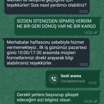 Melvien Siparişim Kargoya Verilmedi
