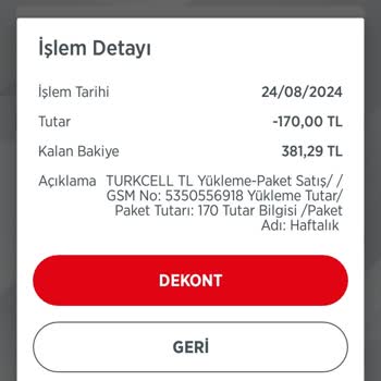 Turkcell Paket Yüklemesi Sorunu ve İade Talebi