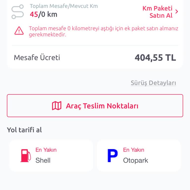 TikTak Kirala Kiralama Beklenmeyen Kilometre Ücreti