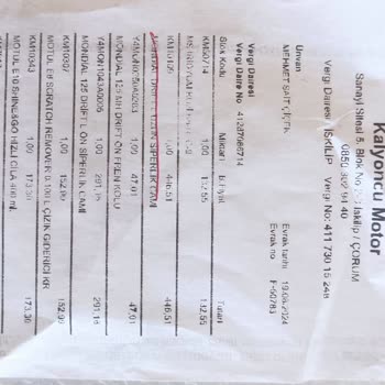 Kalyoncu Motor'dan Aldığım Ürünler Eksik Ve Yanıltıcı Bilgi Verildi