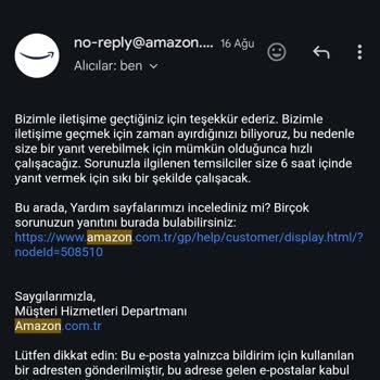 45 Gündür Yapılmayan İadem Ve Ulaşılamayan Amazon Müşteri Hizmetleri