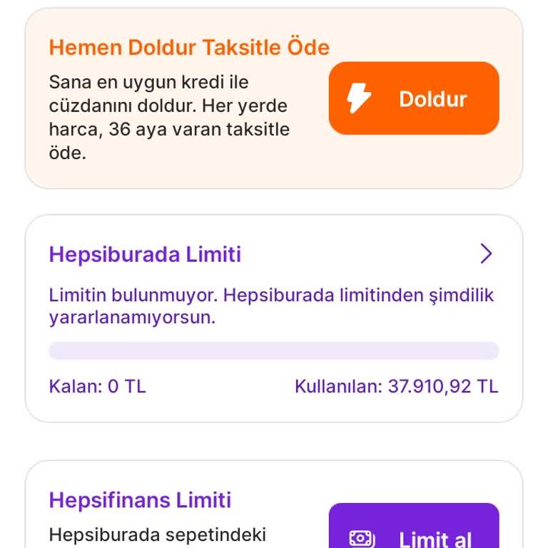 Hepsiburada Limitim Durduk Yere Sıfırlandı
