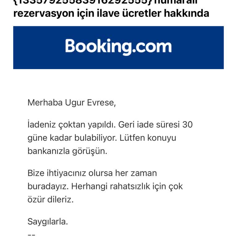 Booking.com Para İadesi Alamadım