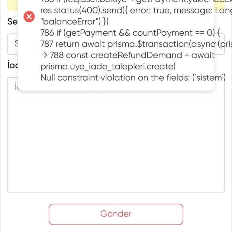 Oyuncu Market Hata Mesajı Veriyor