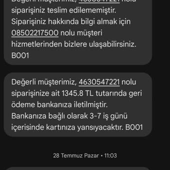 Şok Market Param İade Edilmedi