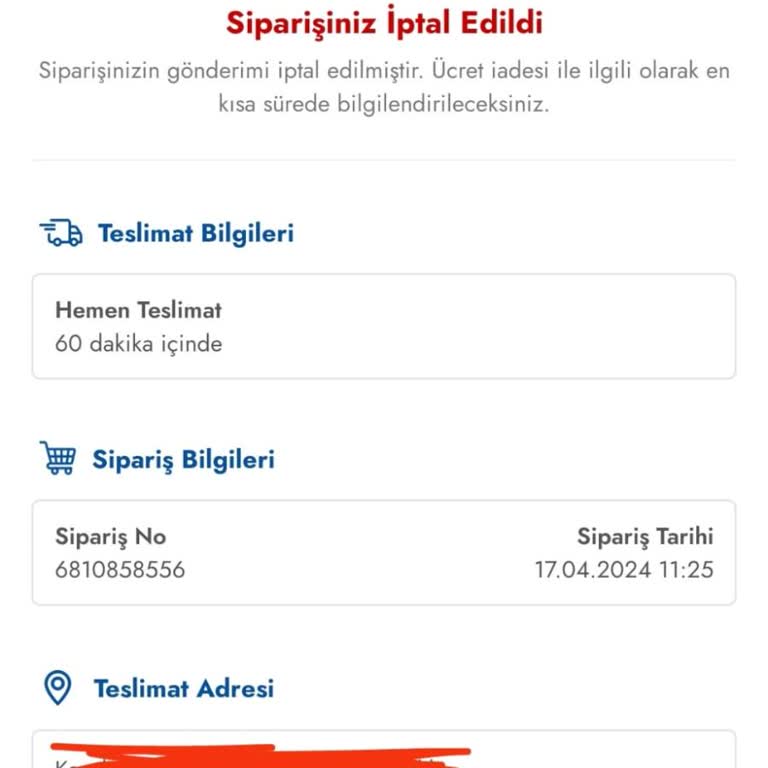 Şok Online Market Sipariş Ve İade Sorunu