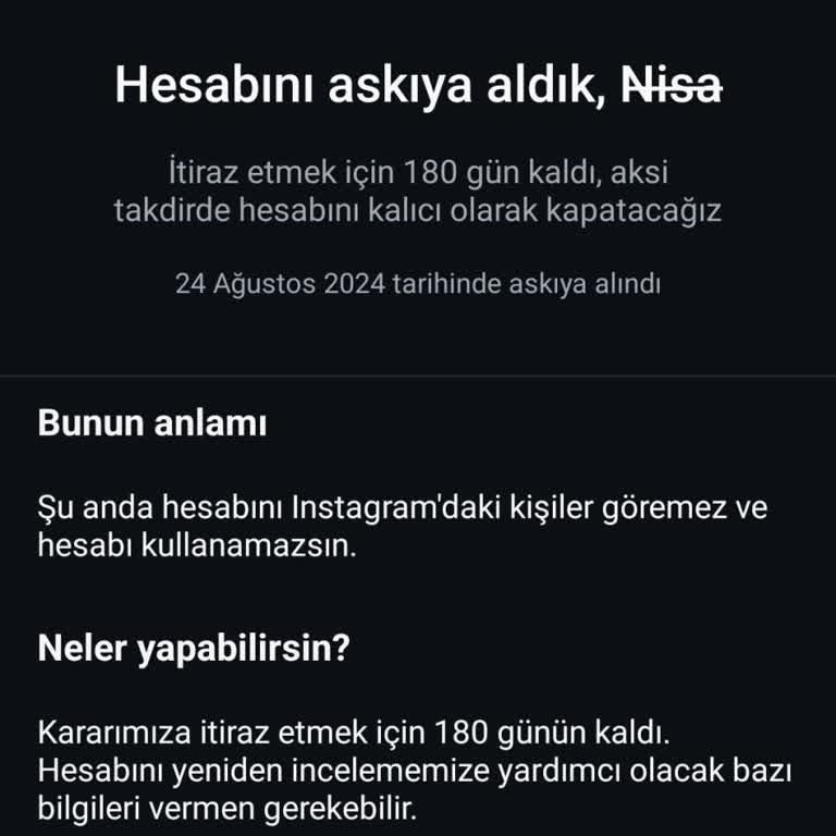 Instagram Hesabım Haksız Yere Askıya Alındı