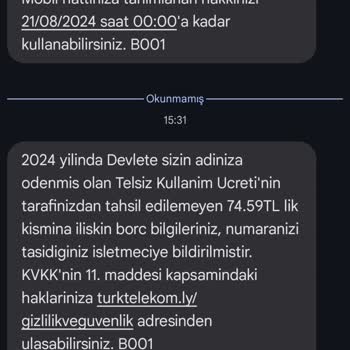 Türk Telekom Bimcell Telsiz Kullanım Ücreti