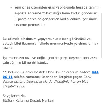 BTCTURK Telefon Değişikliğinden Kod Gelmiyor