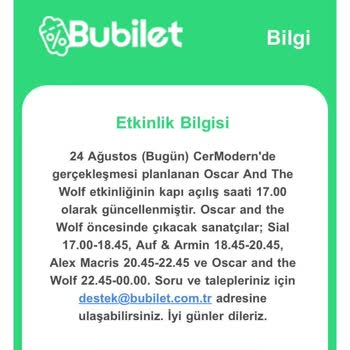 Bubilet Konser Programı Eksikliği