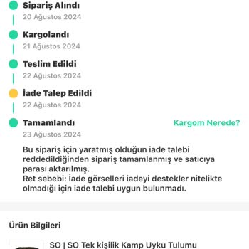 Dolap Uygulamasından Aldığım Ürünü İade Edemedim.