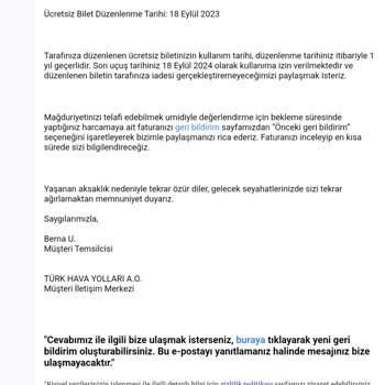 THY Overbooking Bedelsiz Bilet