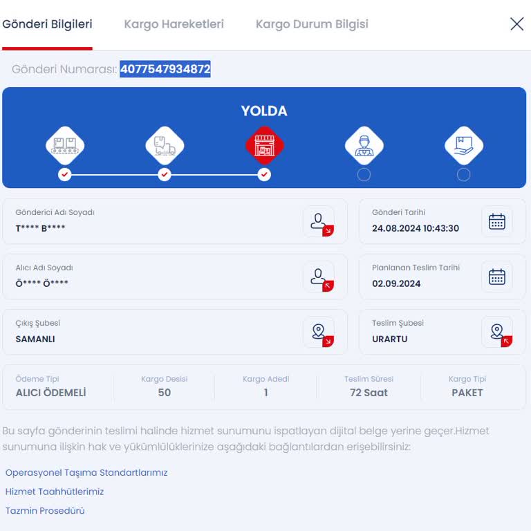 Aras Kargo Bilgim Dışında Gönderilen Kargo