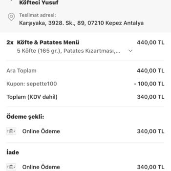 Yemek Sepeti Pişmanlık