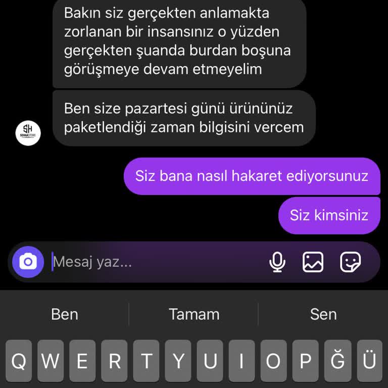 Sehaa Store Müşteri Temsilcisi Hakaret