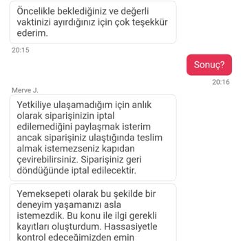 Yemeksepeti Geciken Ve Çözümsüz Sipariş