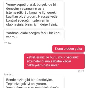 Yemeksepeti Geciken Ve Çözümsüz Sipariş