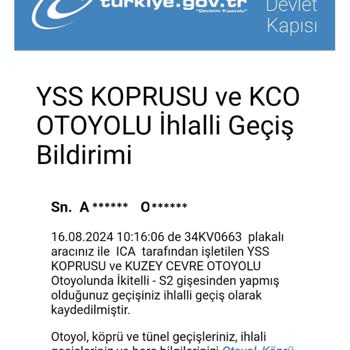 Ica (3. Boğaz Köprüsü Otoyolu) Yanlış Geçiş Ücretleri Ve Hatalı Bildirimler
