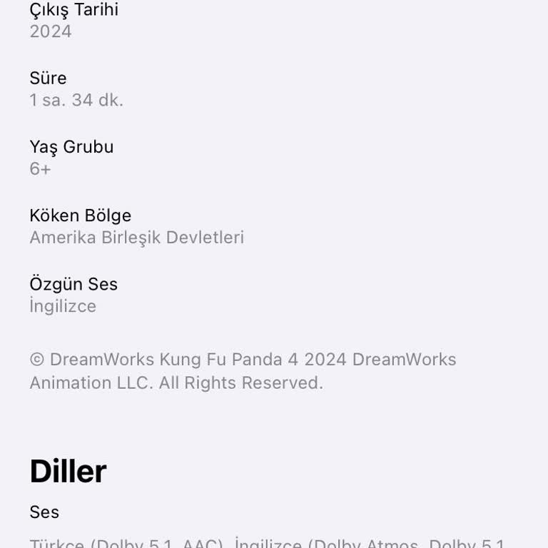 Apple TV Kung Fu Panda 4 Türkçe Dil Desteği Sorunu