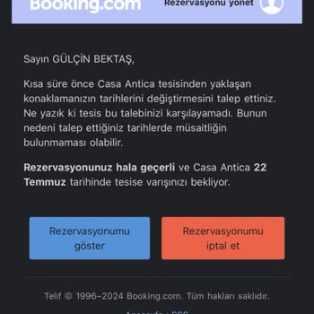 Booking.com Para İadesi Yapmaması Hk.