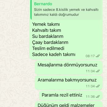Bernardo Ürün Teslim Etmiyorlar
