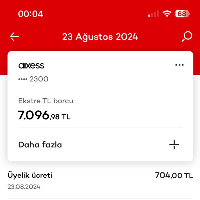 Akbank Axess 704 Üyelik Ücreti