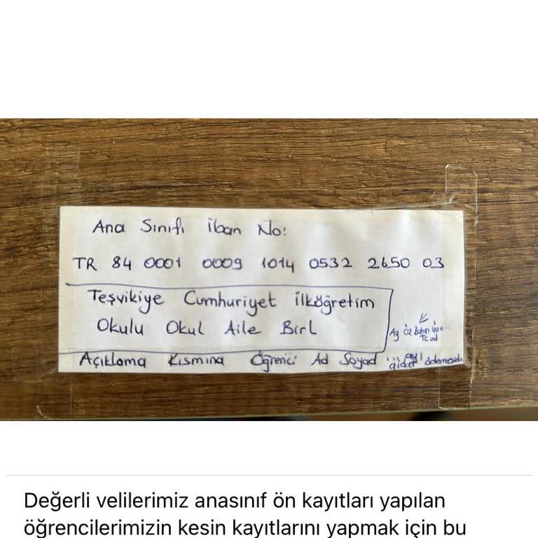 Milli Eğitim Bakanlığı (MEB) Ana Okulu Aidat Kayıt Parası