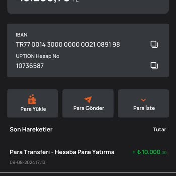 UPTION 45Bin Tl Bakiyeme El Kondu