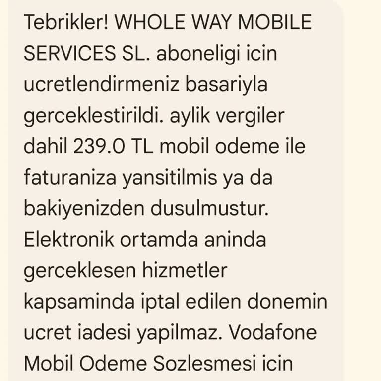 Whole Way Mobile Services Sorunu Çözmenizi Rica Ederim