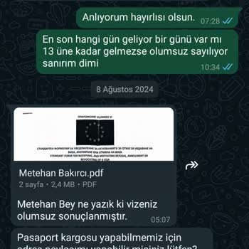 Eyobus Turizm Vize Sigortam Olmasına Rağmen Ücret İadesi Yapmadı
