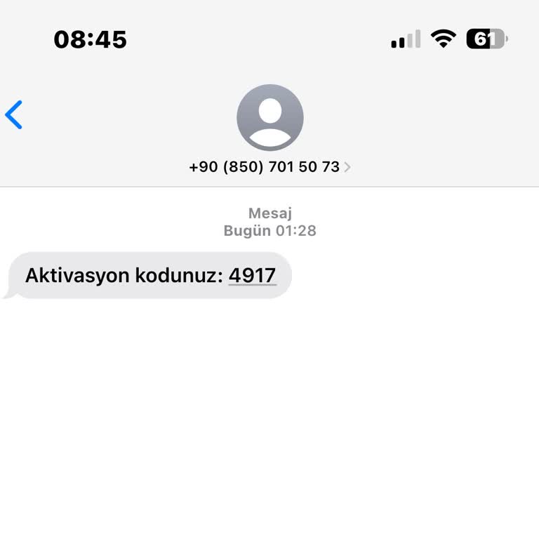 0850 701 50 73 Aktivasyon Kodu Geldi