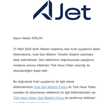 Ajet Ve THY Arasında Kaybolan Koltuk Ücreti İadesi