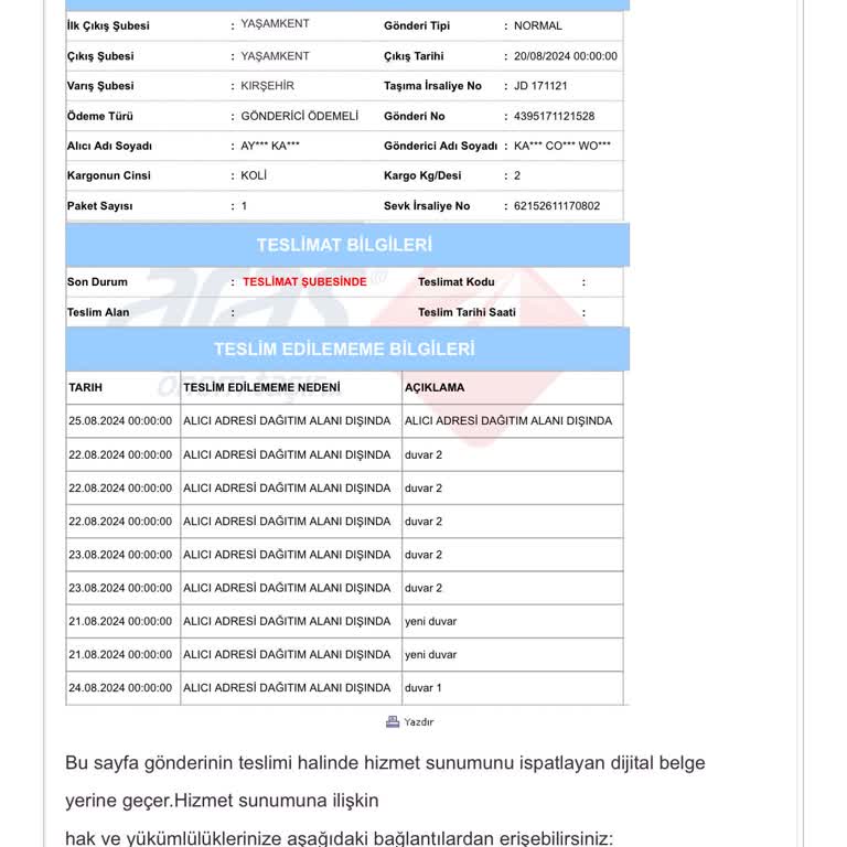 Aras Kargo İşini Yapmayan Bir Kargo