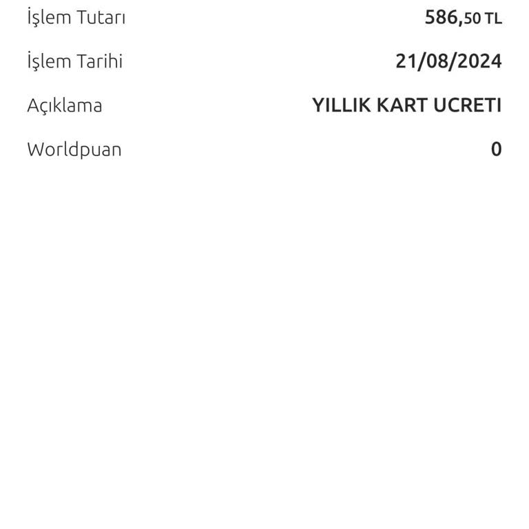 Yapı Kredi Bankası Yıllık Kart Ücreti