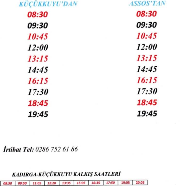 Küçükkuyu Belediyesi Asos Kadırga Küçükkuyu Minibüs Hattı