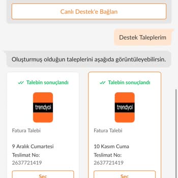 Trendyol Fatura Problemini Çözmüyor