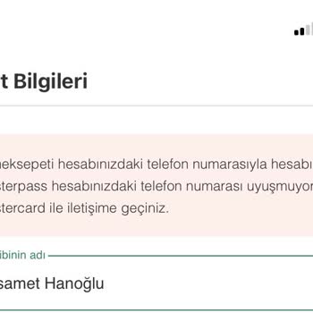 Masterpass Yemek Sepeti Telefon Numarası Eşleşmiyor