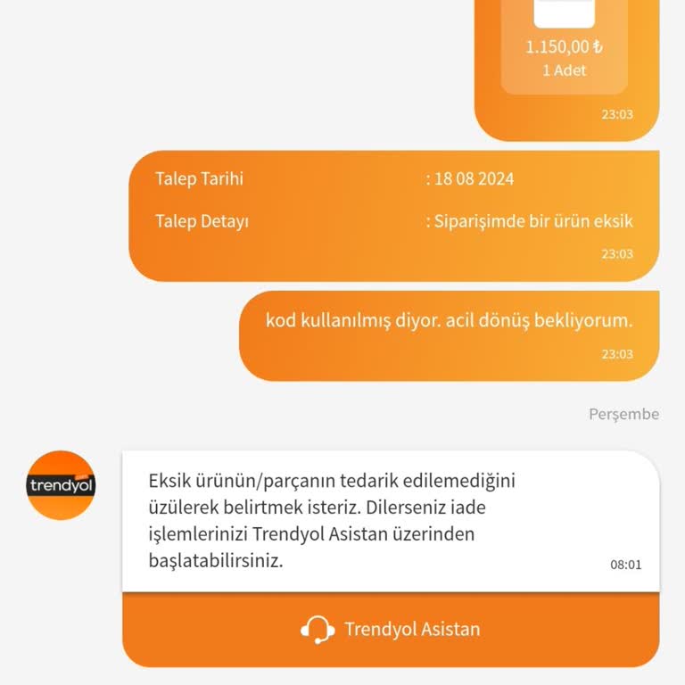 Trendyol'dan Alınan Google Play Kodu İade Sorunu