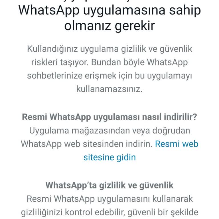 WhatsApp Resmi WhatsApp Uygulamasını Yükleyin Hatası
