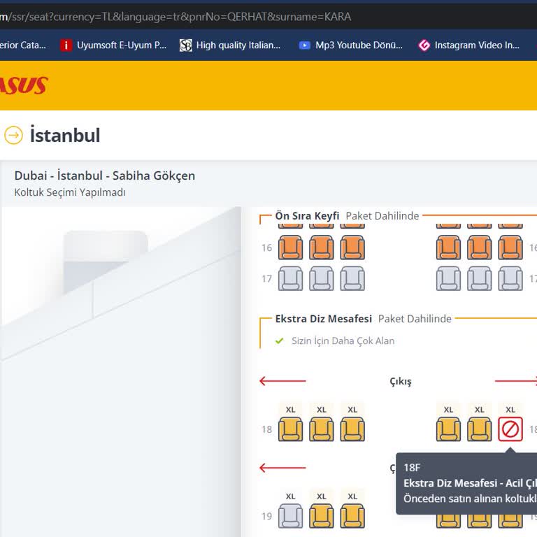 Pegasus'ta Koltuk Değişikliği Yapmama İzin Verilmiyor