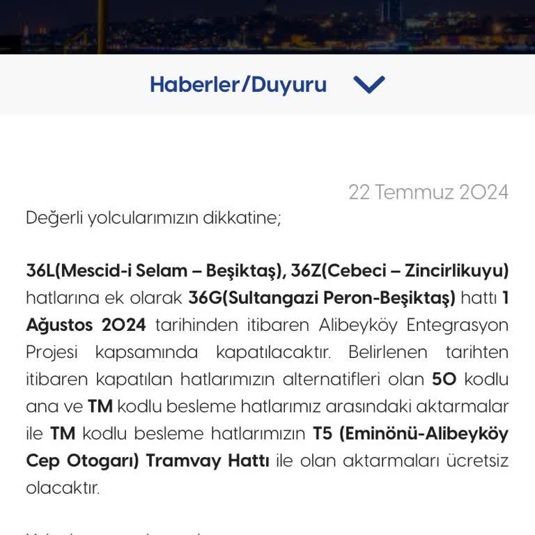 İETT - 36Z Ve 36L Hattının Kaldırılması