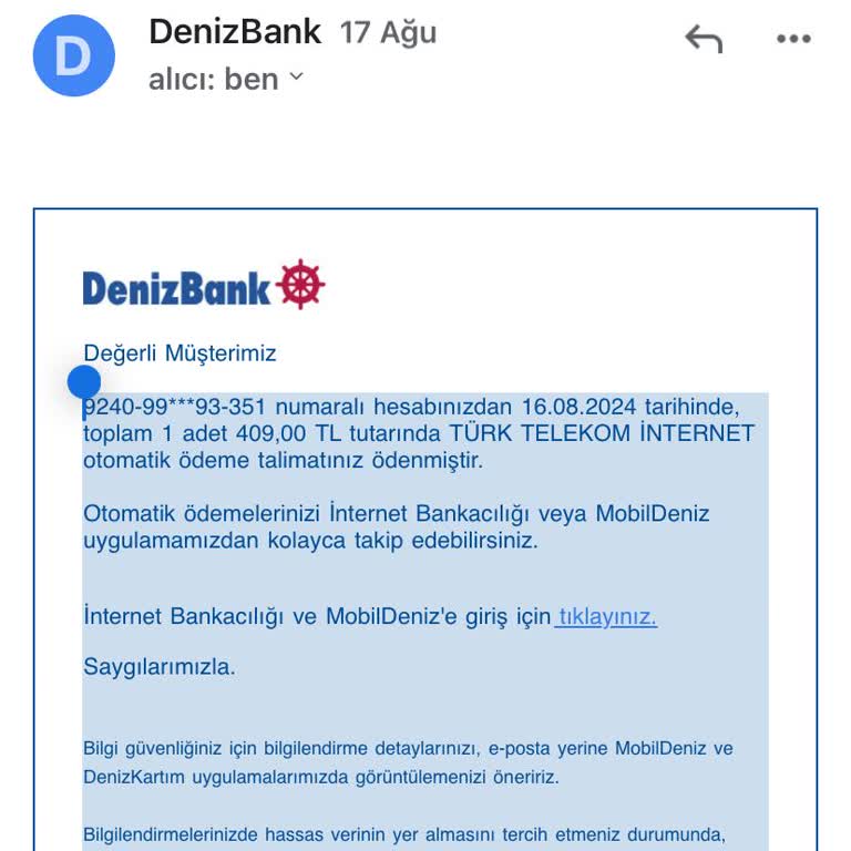 Denizbank Hesabımdan Usulsüz Para Çekildi.