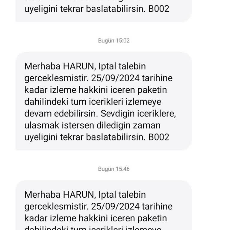 TOD Tv Tod İptal Mesajı