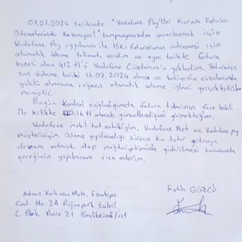 Vodafone Pay Vodafone Net Otomatik Ödeme Özelliği Çalışmıyor.