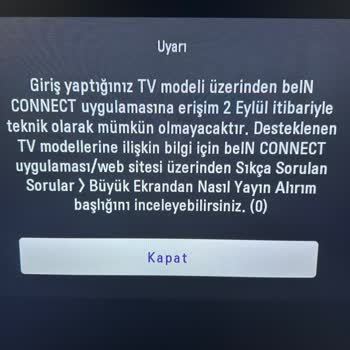 LG TV Bein Connect'İ Artık Açmıyor