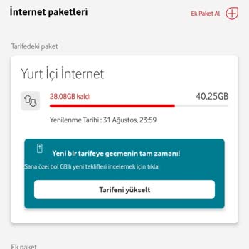 Vodafone İnternet Paket Kullanımında Sorun